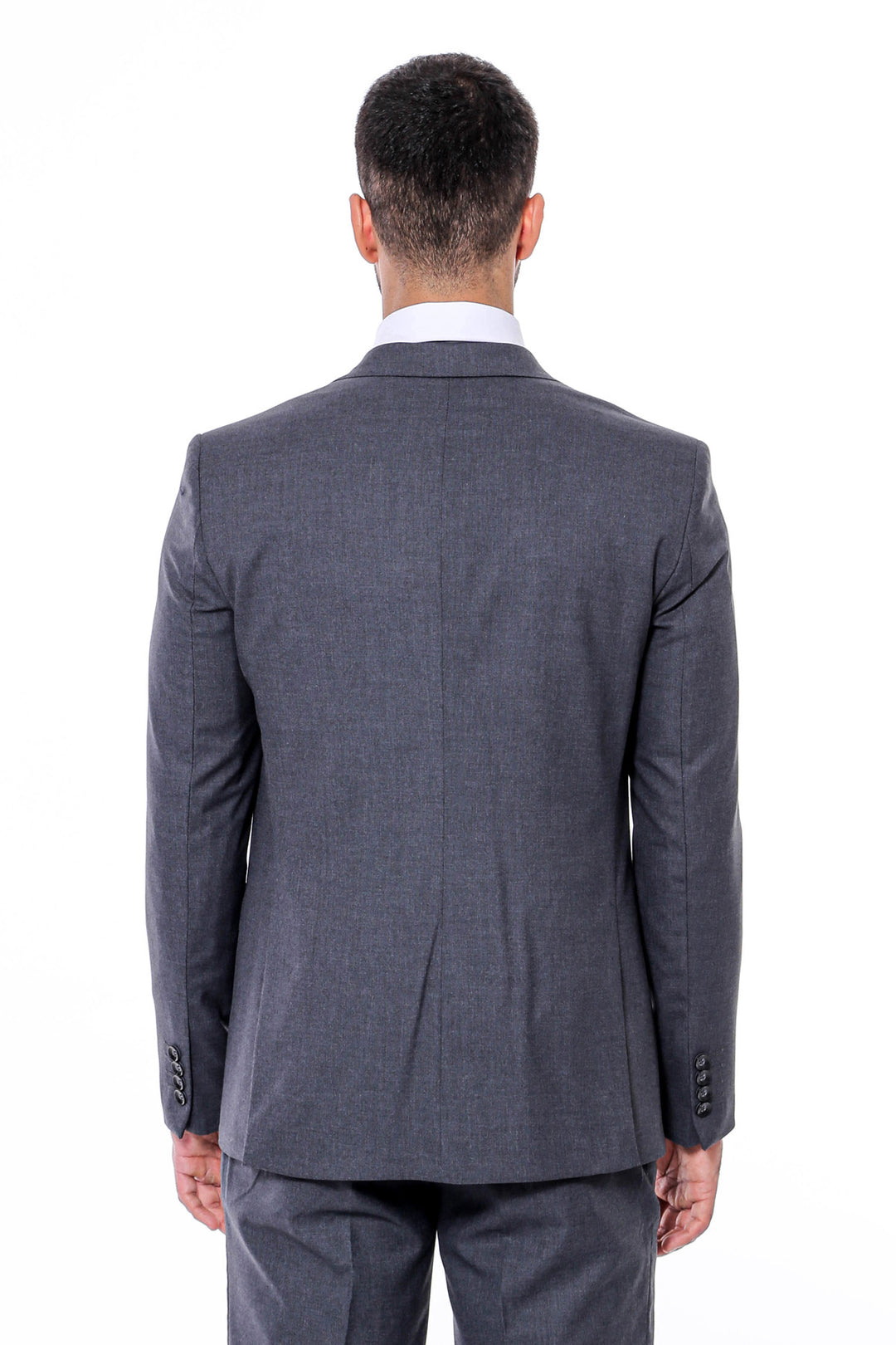 Однотонный мужской костюм приталенного кроя антрацитового цвета - Wessi