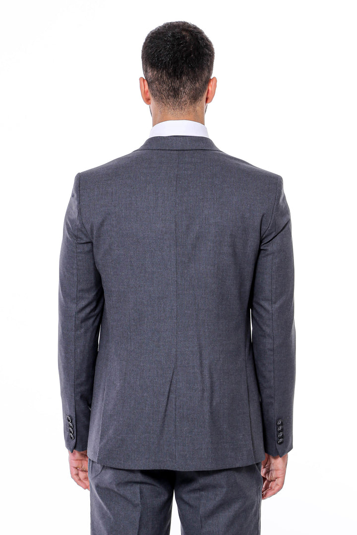 Однотонный мужской костюм приталенного кроя антрацитового цвета - Wessi