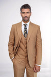 بدلة رجالية عادية بقصّة Slim Fit باللون البني - Wessi