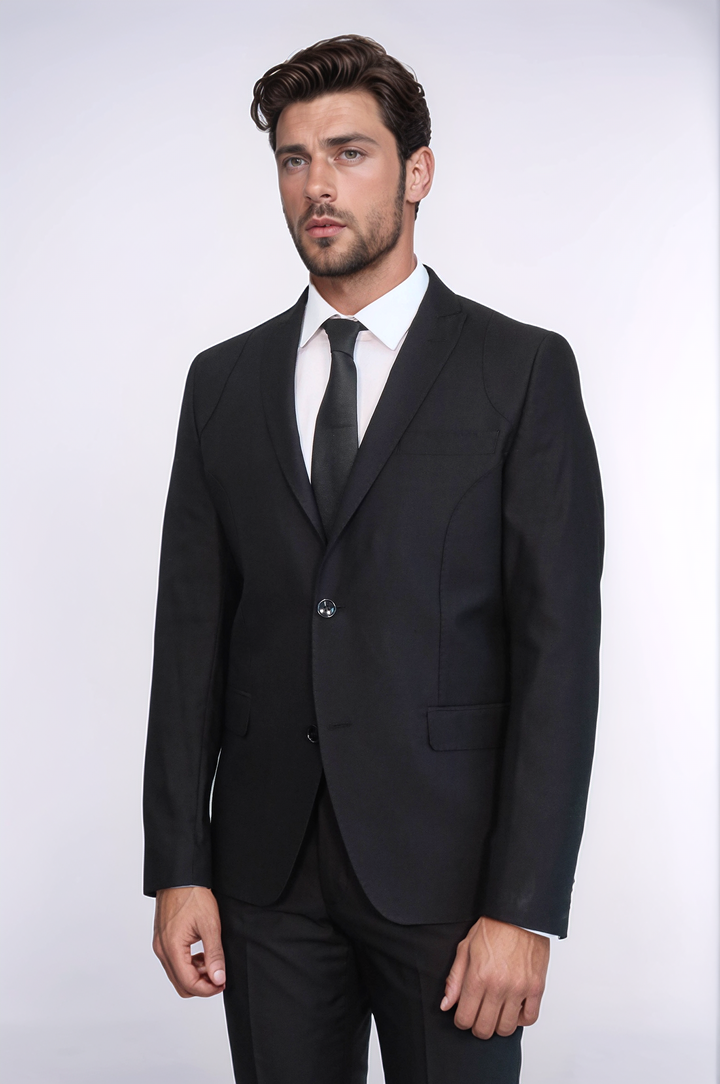 Traje negro de dos piezas ajustado para hombre - Wessi