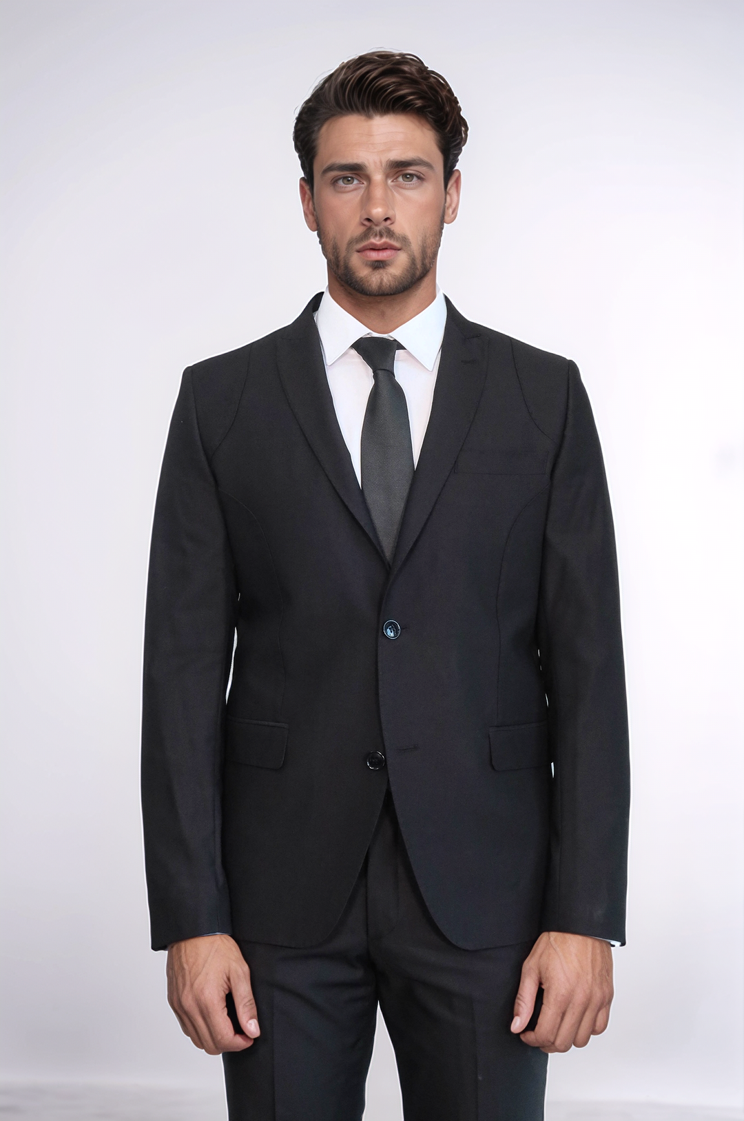 Traje negro de dos piezas ajustado para hombre - Wessi