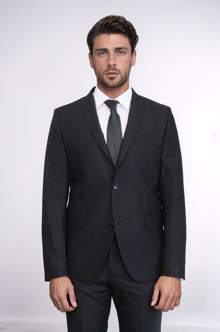 Traje negro de dos piezas ajustado para hombre - Wessi
