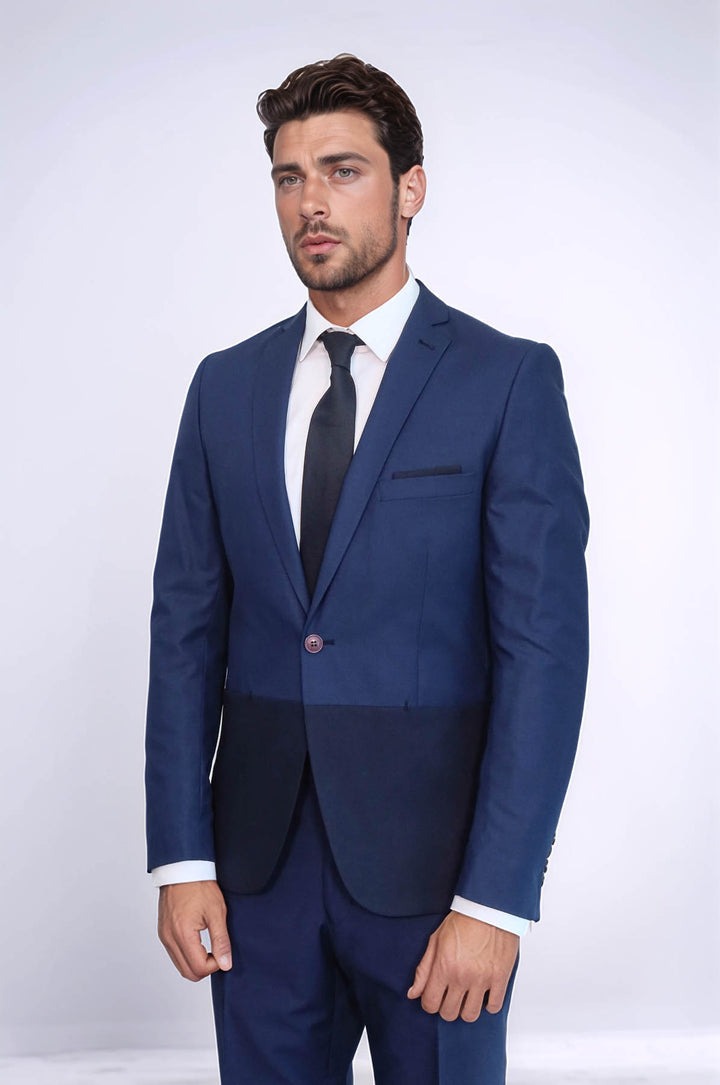 Traje azul marino fragmentado para hombre | wess