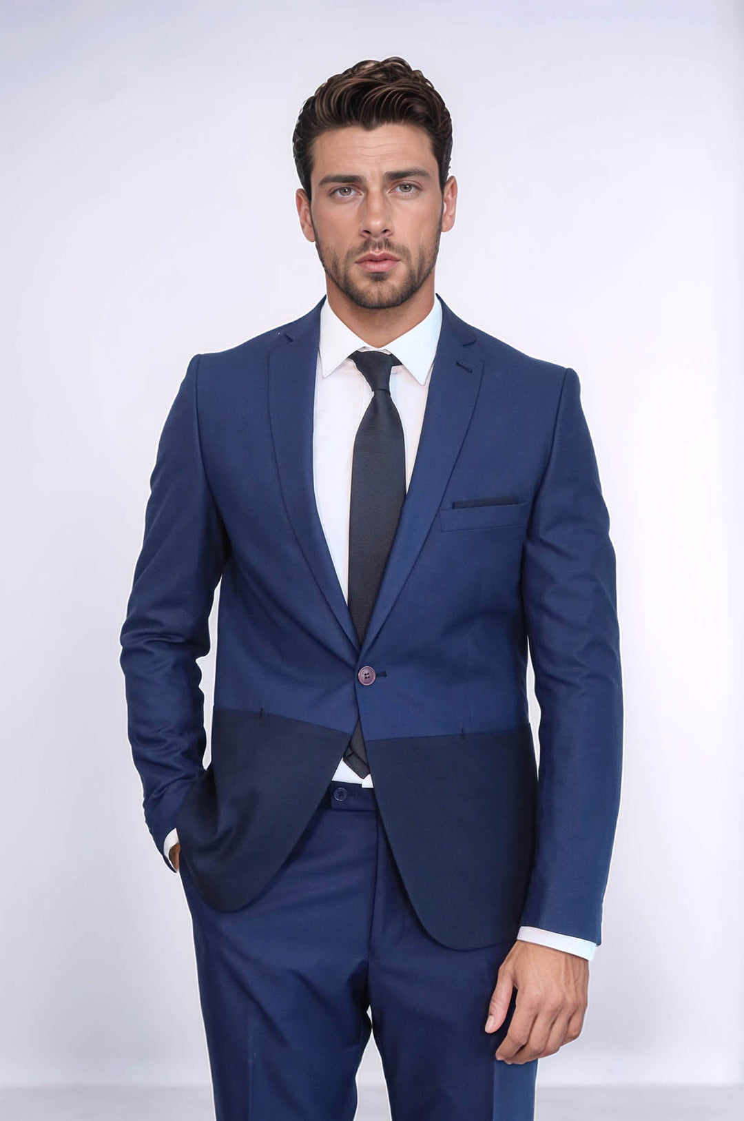 Traje azul marino fragmentado para hombre | wess