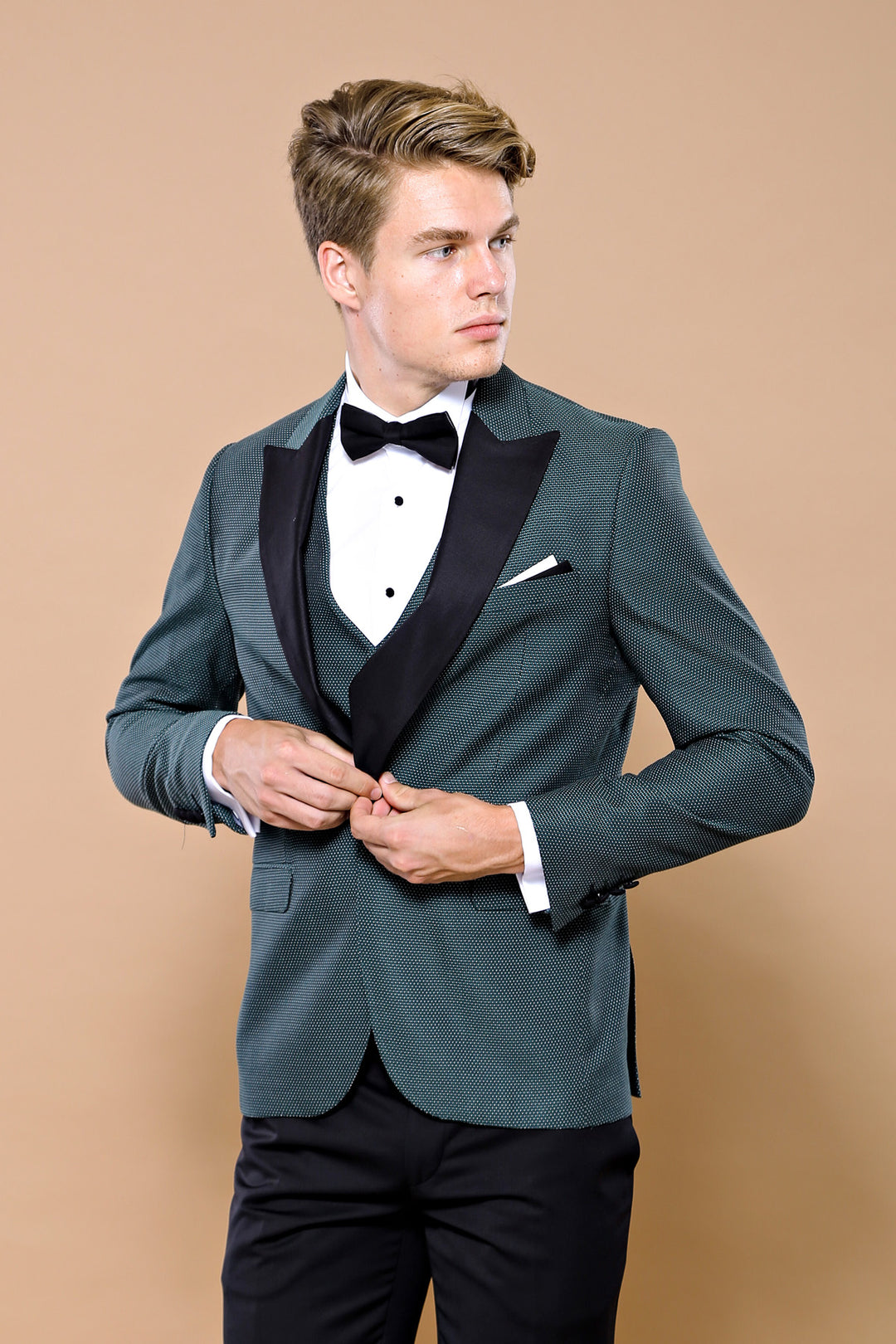 Smoking vert à revers amovibles | Wess