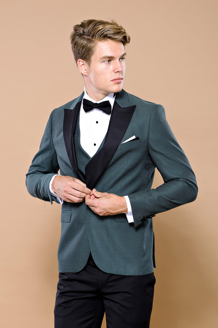 Smoking vert à revers amovibles | Wess