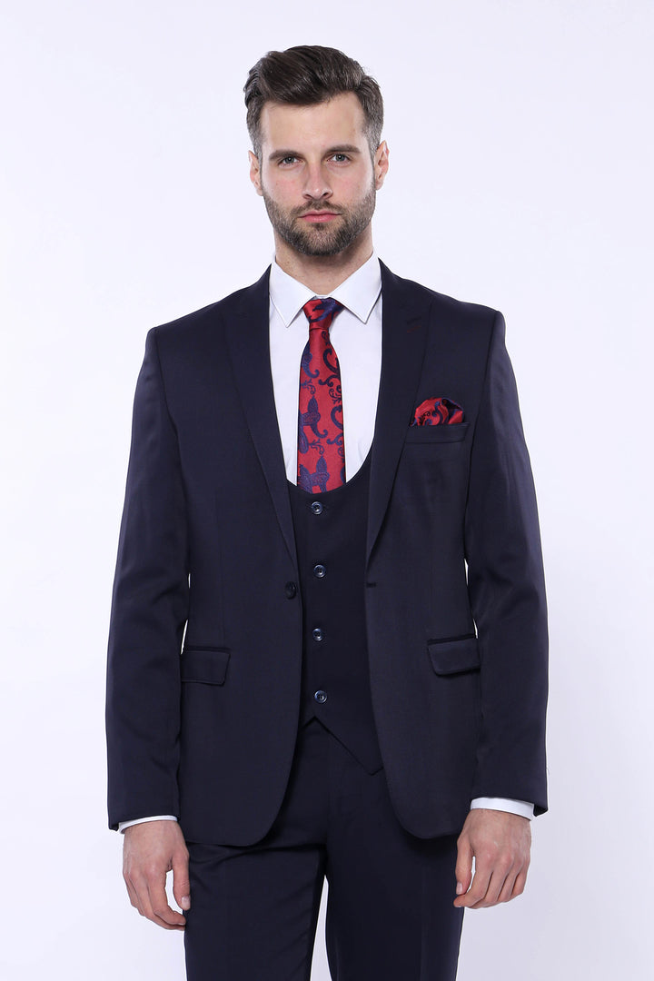 Completo blu navy con gilet fantasia | Wess