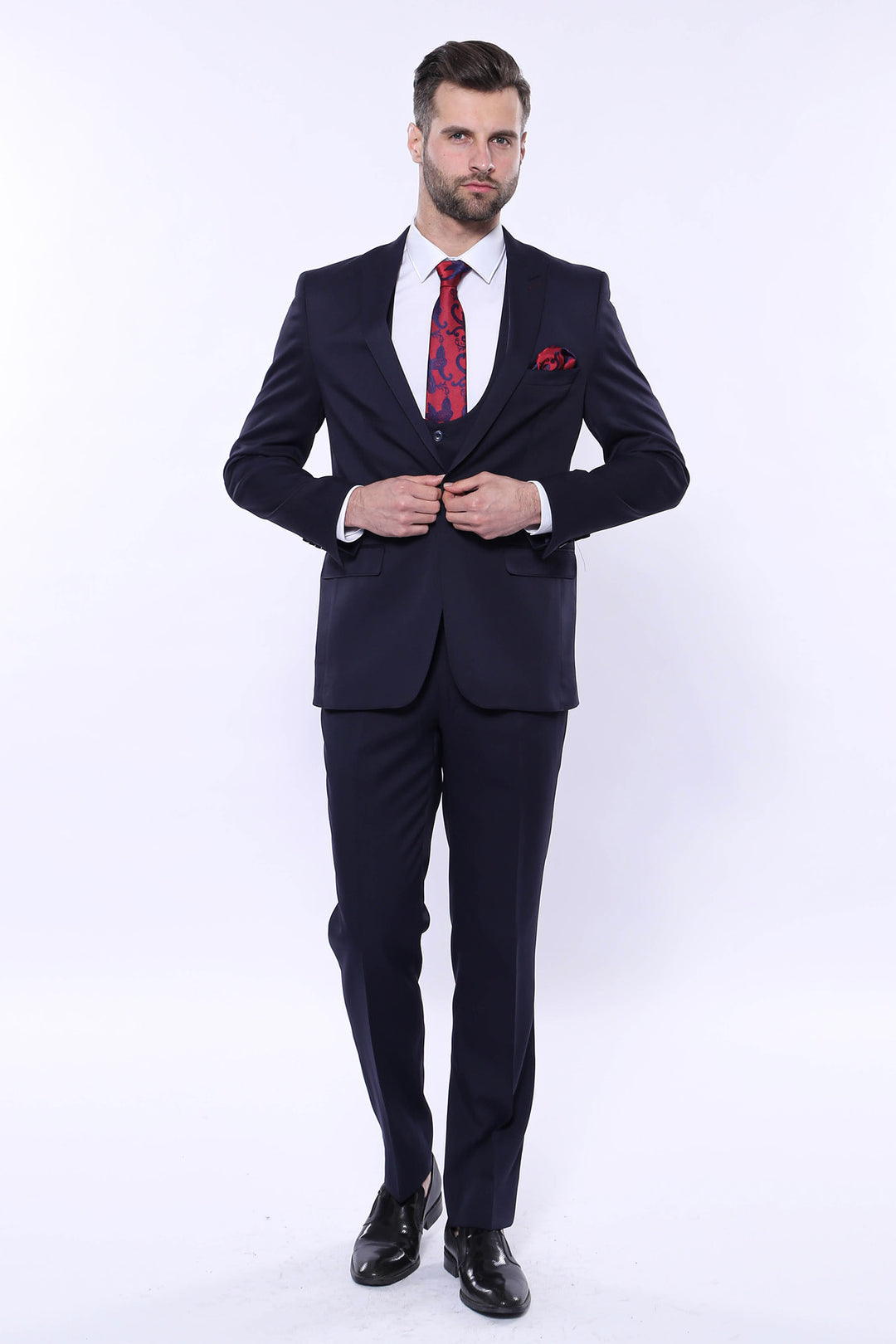 Completo blu navy con gilet fantasia | Wess