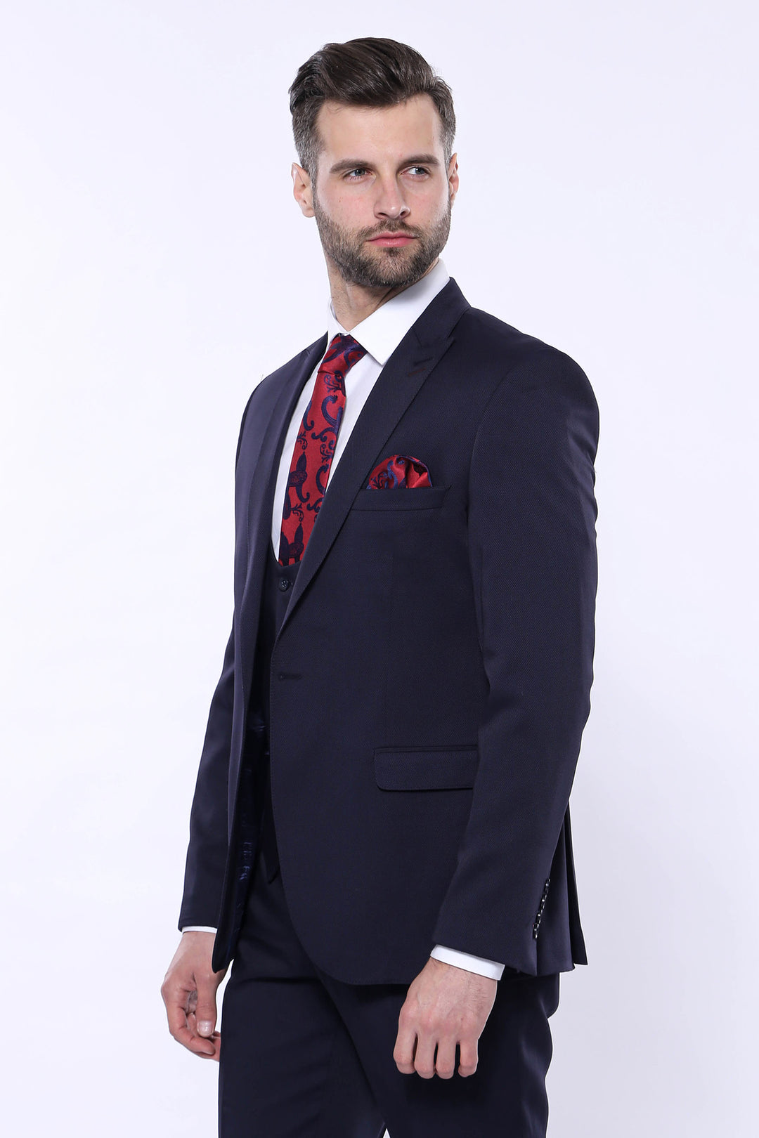 Completo blu navy con gilet fantasia | Wess