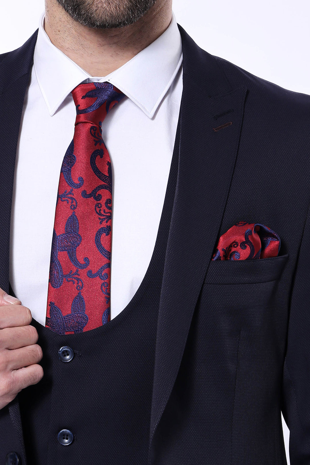 Completo blu navy con gilet fantasia | Wess