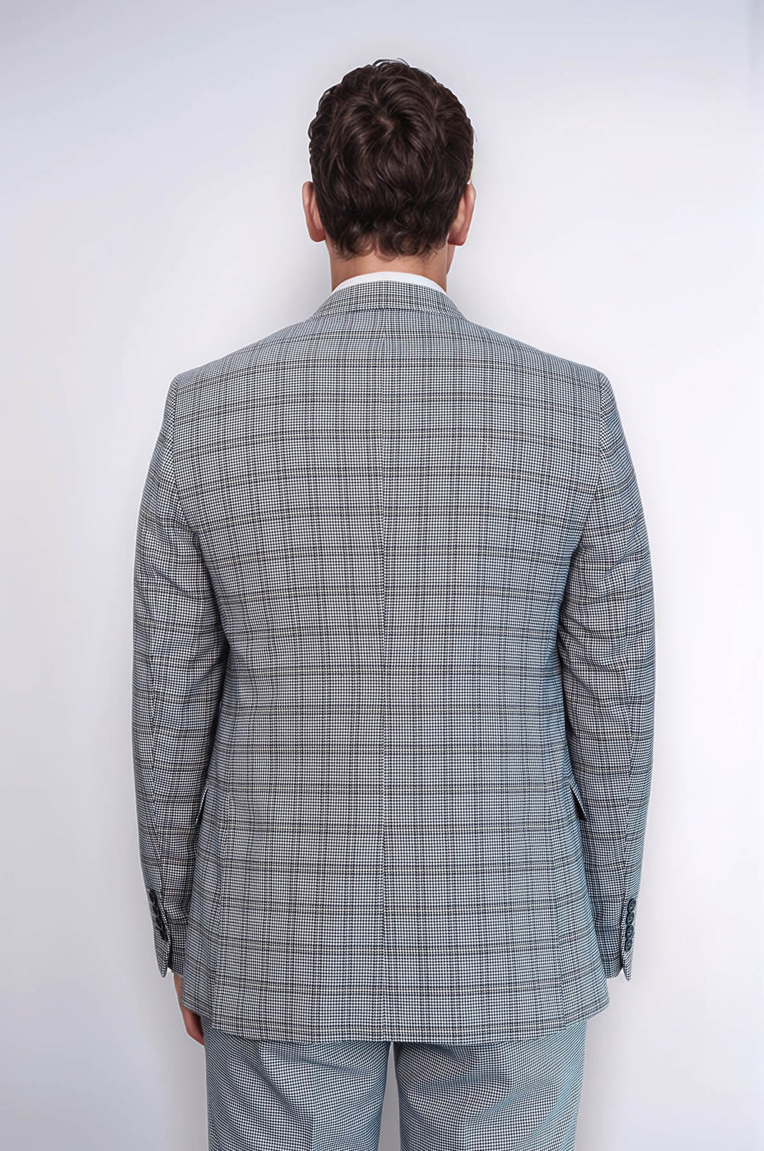 Голубой мужской костюм приталенного кроя в клетку - Wessi