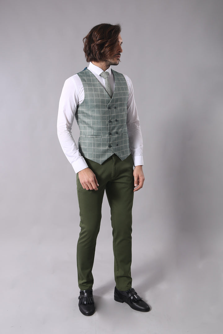Traje de hombre combinado cuadros verdes - Wessi