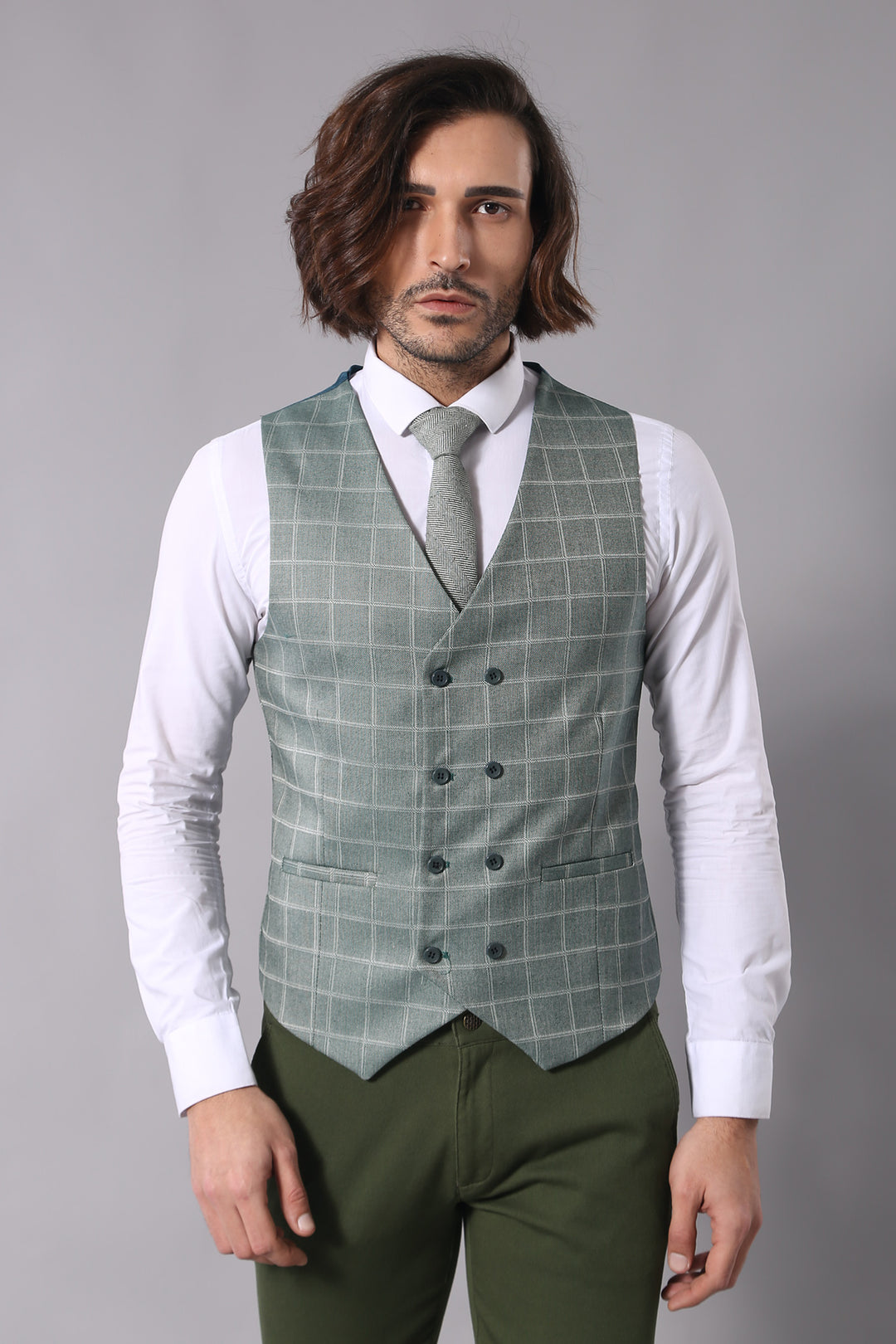 Traje de hombre combinado cuadros verdes - Wessi