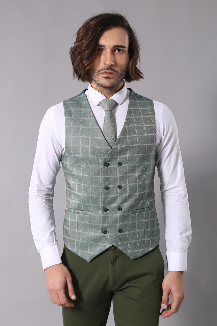 Traje de hombre combinado cuadros verdes - Wessi