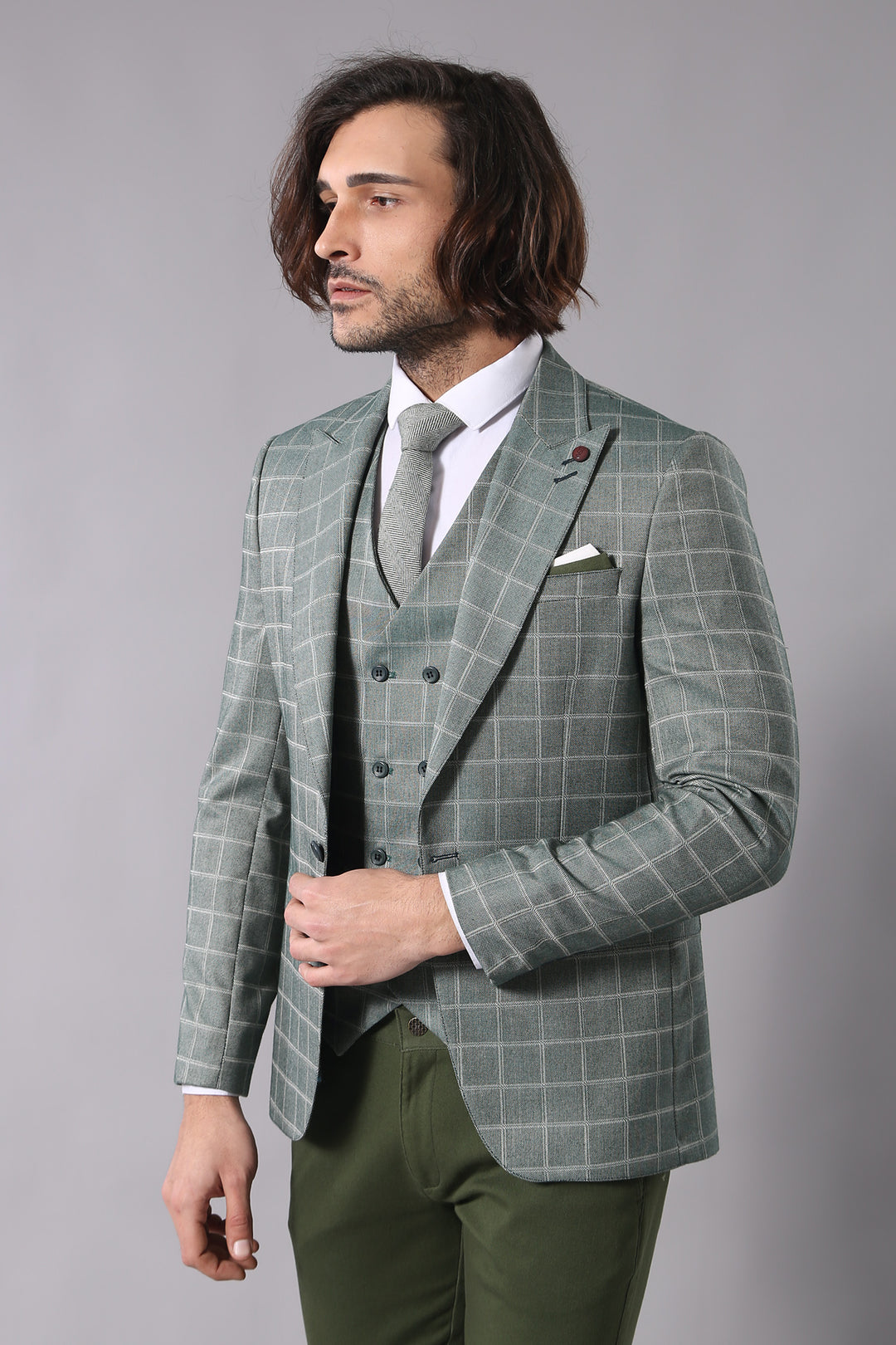 Traje de hombre combinado cuadros verdes - Wessi