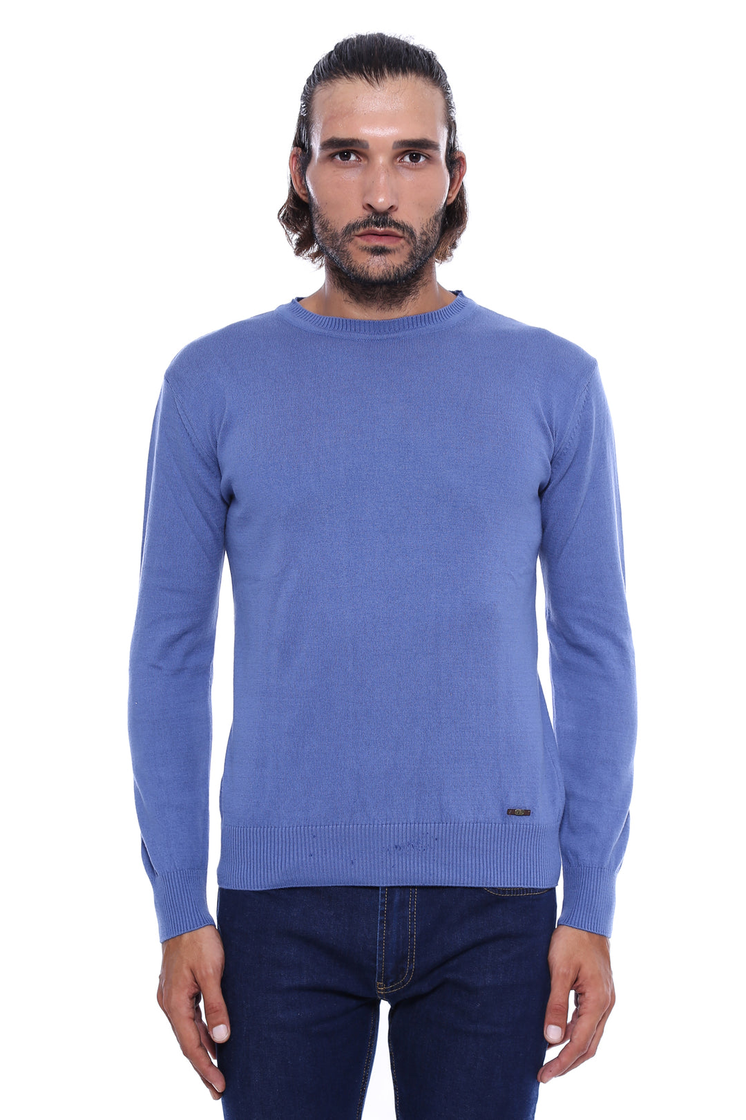 Circle Neck Blue Knitwear - Wessi