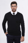 Maglione da uomo nero con scollo a V - Wessi
