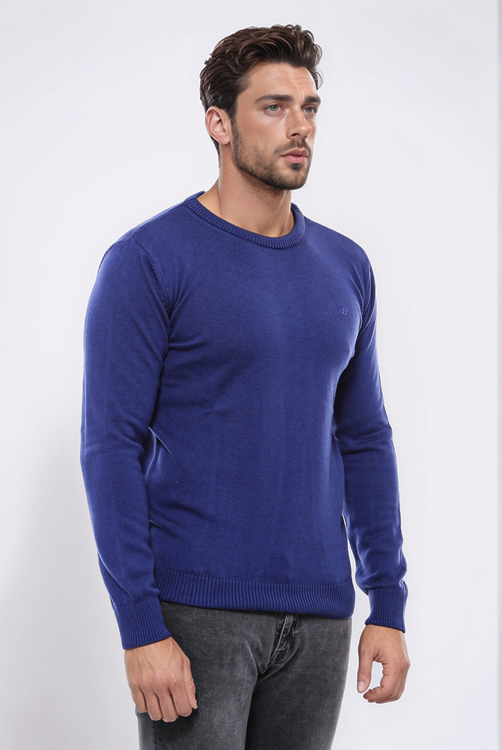 Maglieria semplice ricamata girocollo blu navy - Wessi