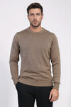 Maglione da uomo con scollo a giro marrone - Wessi