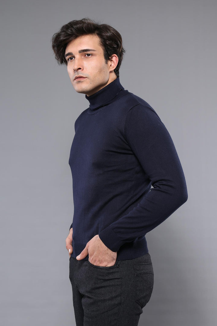 Maglione a collo alto blu navy | Wess