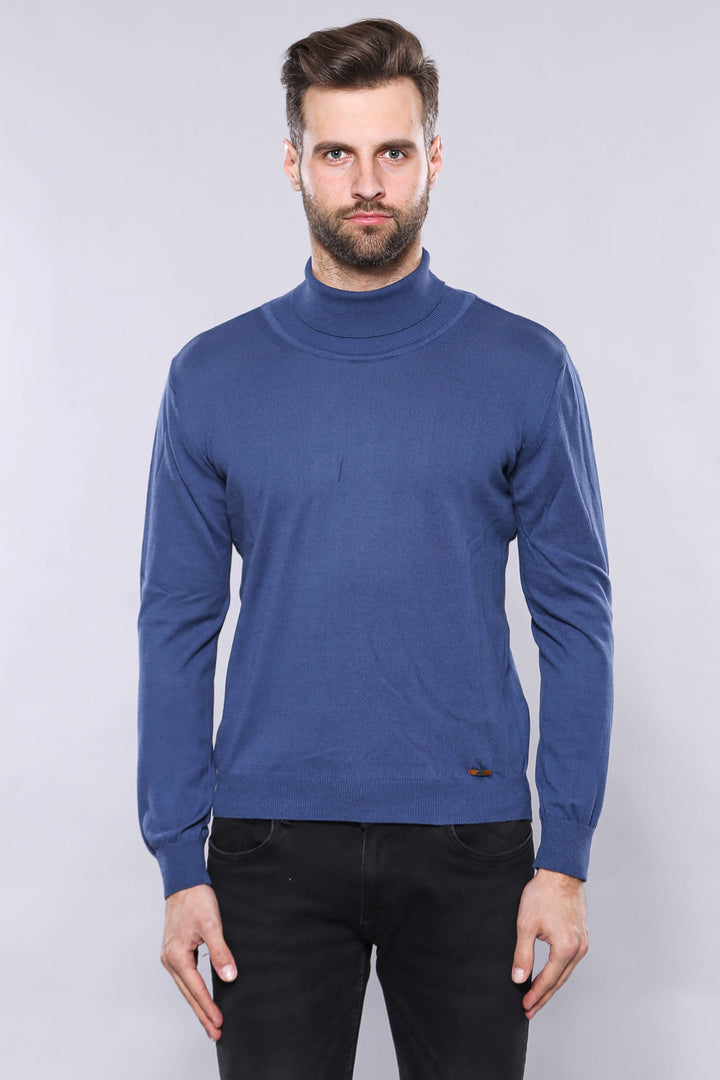 Maglione blu a collo alto | Wess