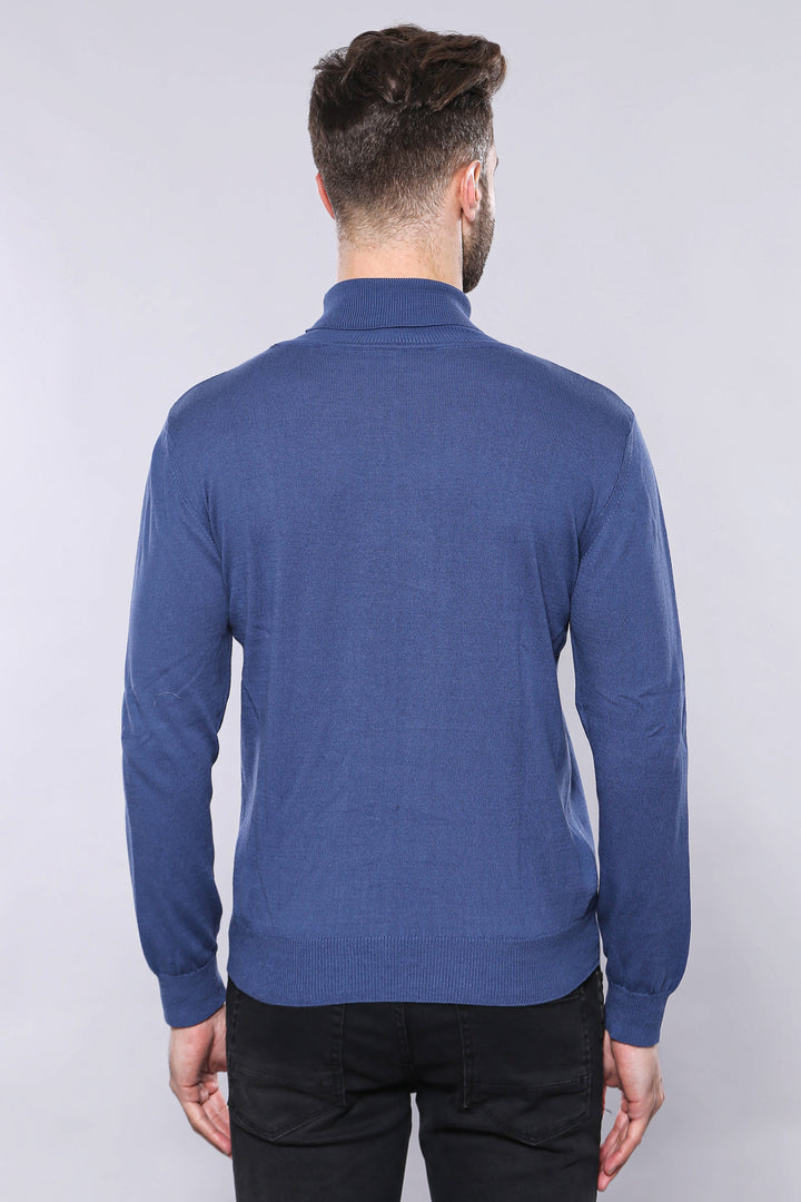 Maglione blu a collo alto | Wess