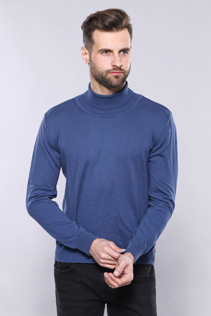 Maglione blu a collo alto | Wess