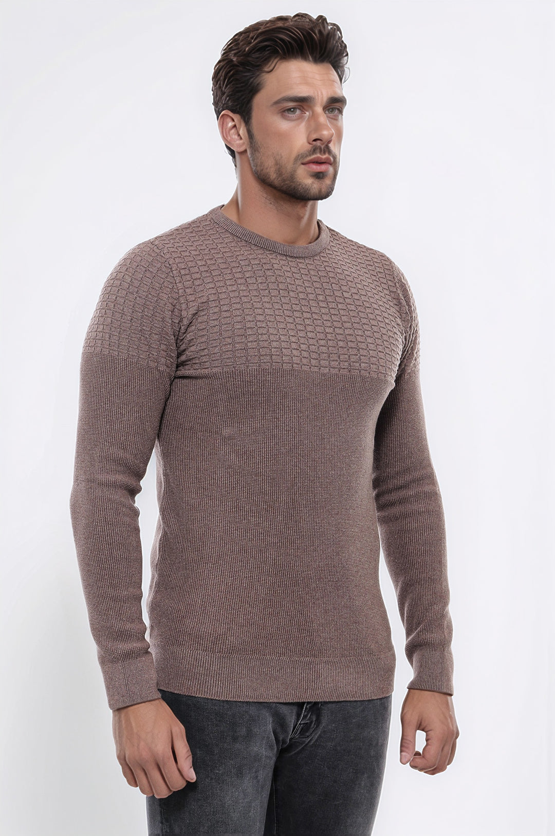 Tricots pour hommes en vison à motifs à col rond - Wessi