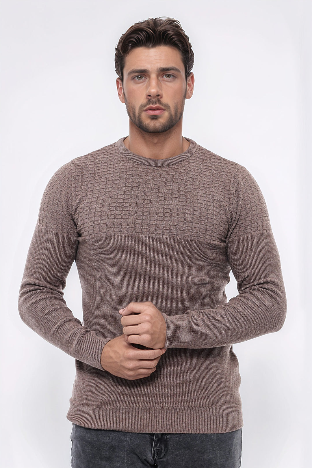 Tricots pour hommes en vison à motifs à col rond - Wessi