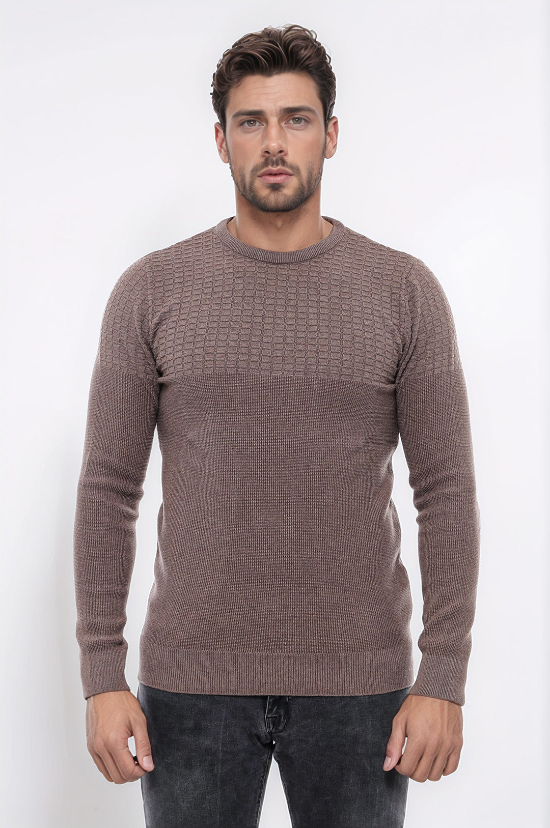 Tricots pour hommes en vison à motifs à col rond - Wessi