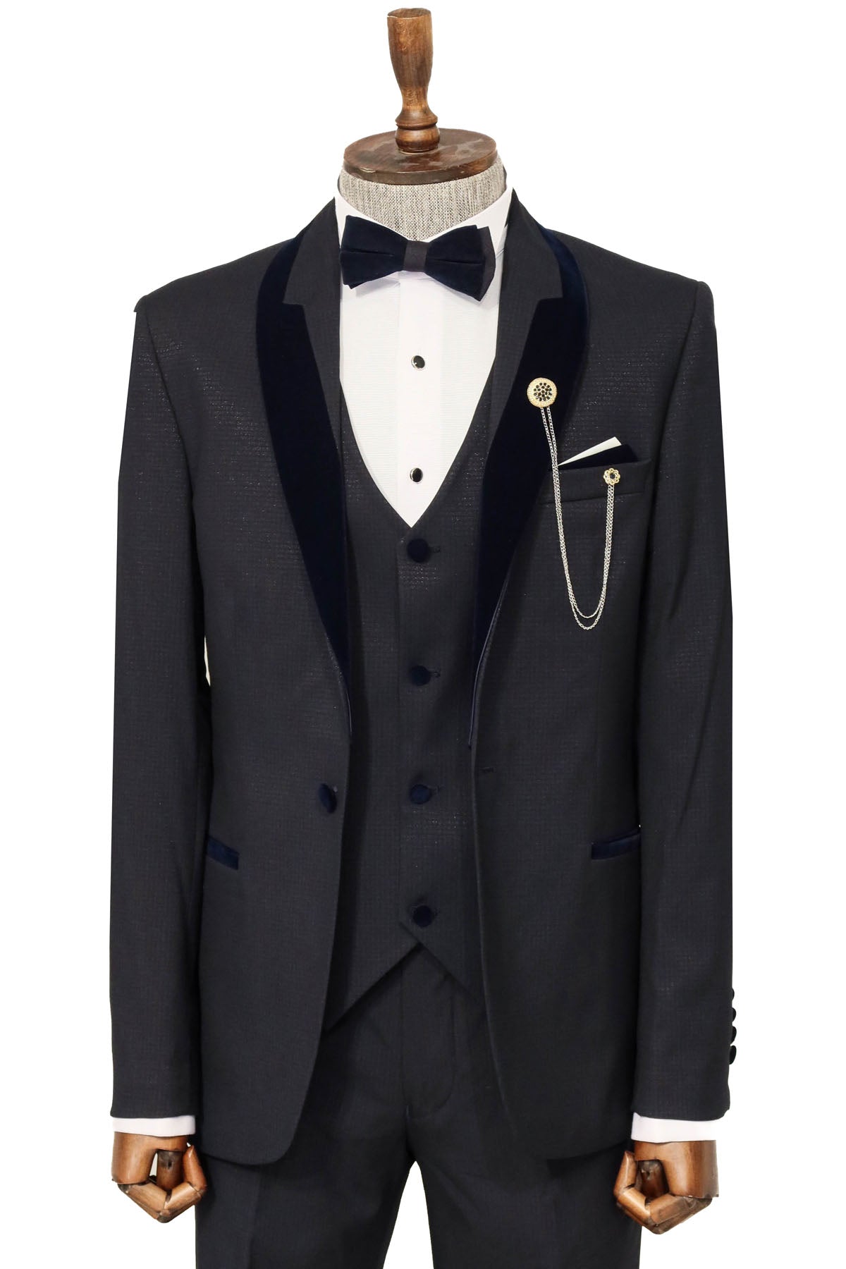 Men's Jeremy Black Lapel Navy Men's Tuxedo main image 0