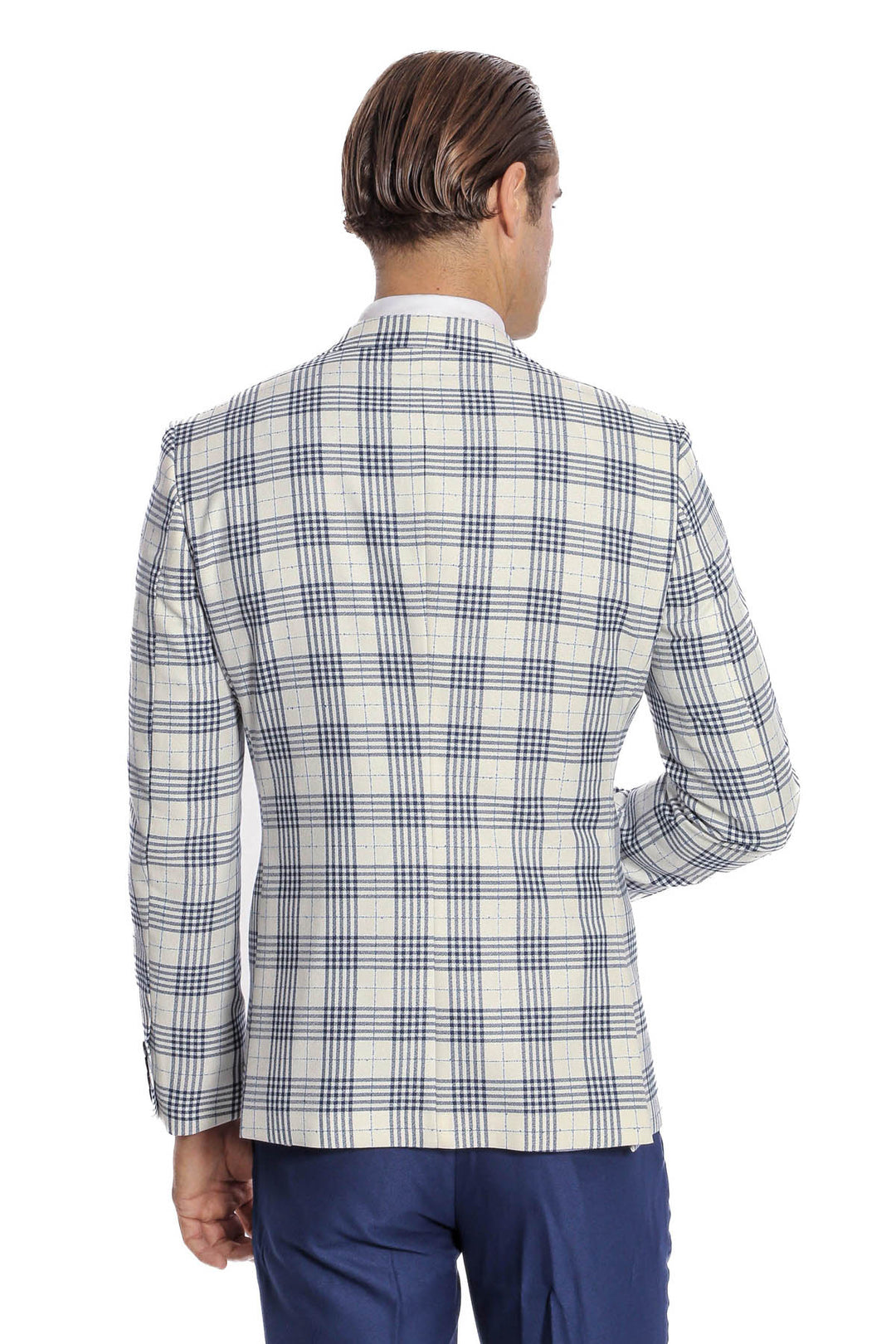 Traje de hombre a cuadros slim fit azul marino - Wessi