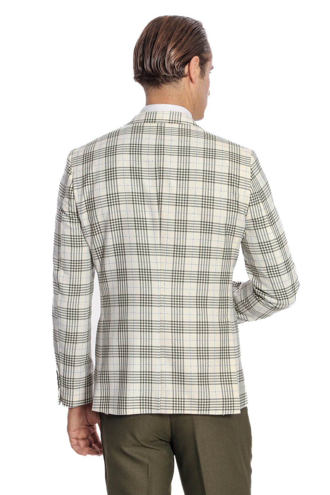 بدلة رجالية خضراء بقصّة Slim Fit منقوشة - Wessi