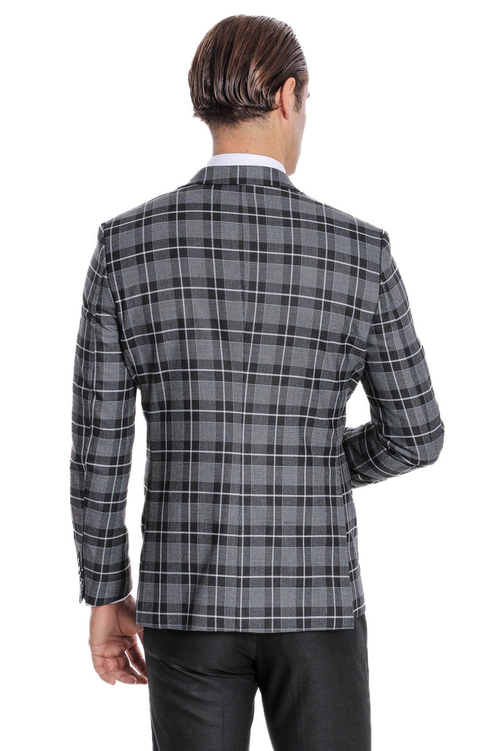 بدلة رجالية سوداء منقوشة بقصّة Slim Fit - Wessi
