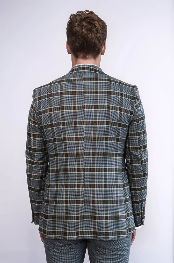 بدلة رجالية منقوشة ذات قصة ضيقة أنثراسايت - Wessi