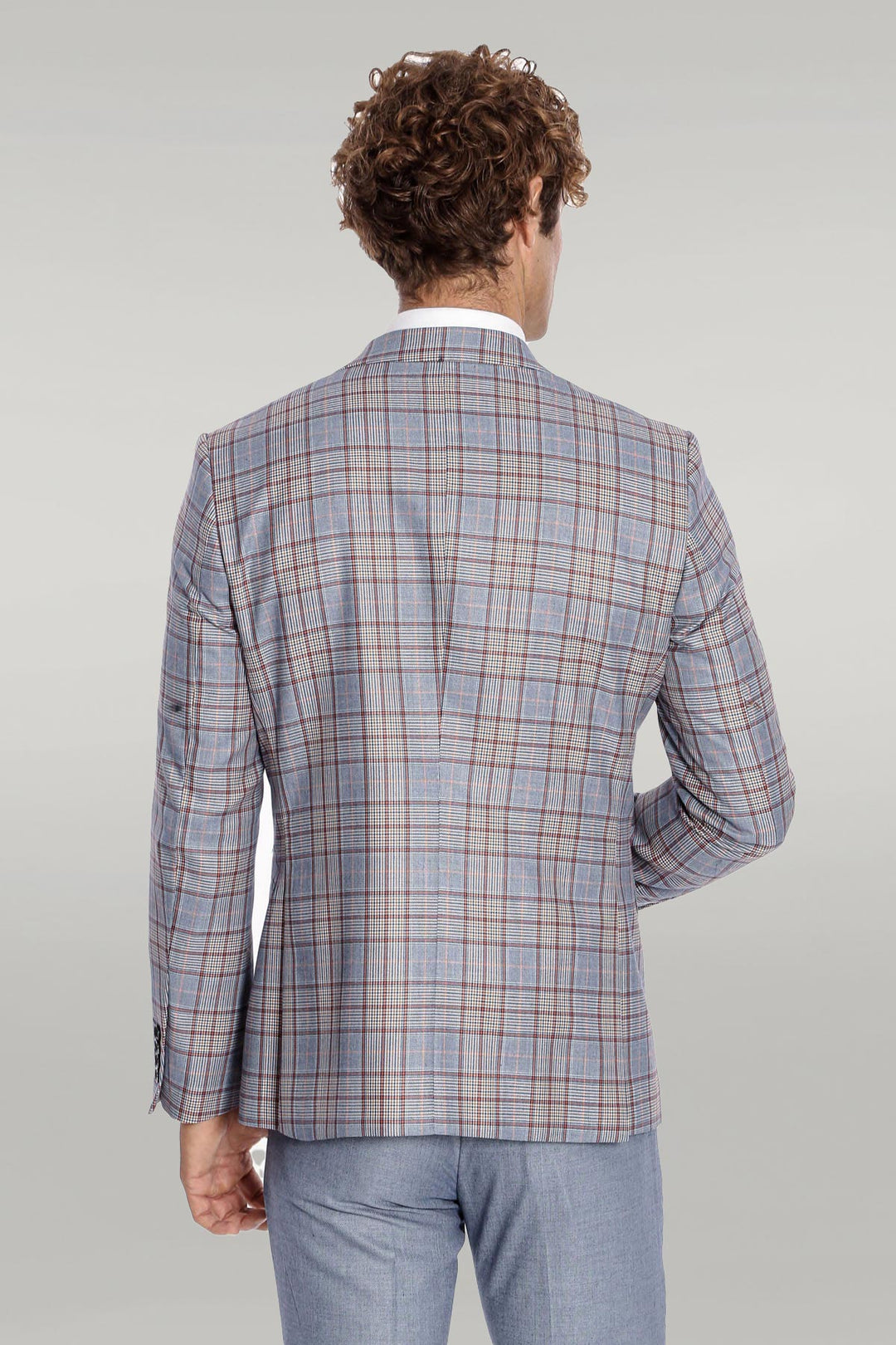 بدلة رجالية زرقاء بقصّة Slim Fit منقوشة - Wessi