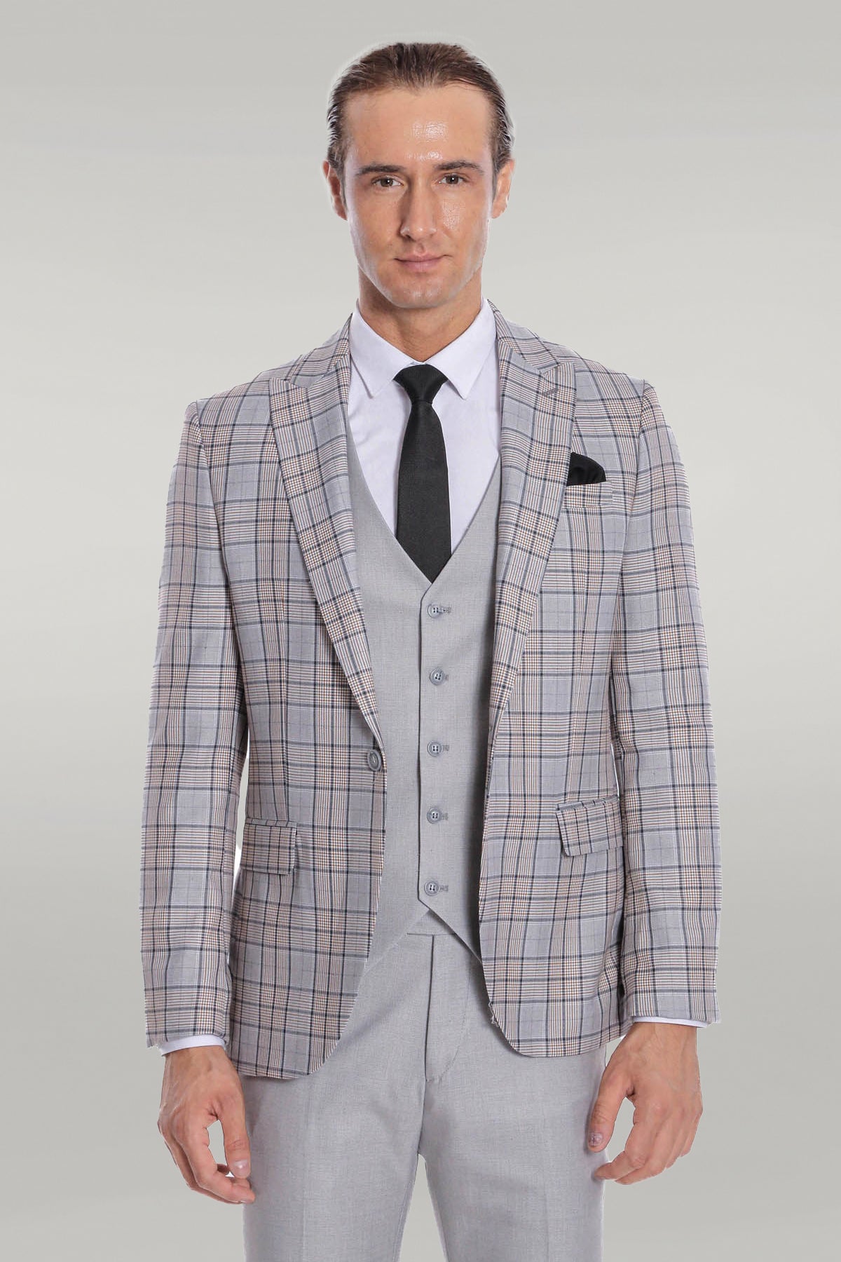 Slim Fit Suit - Vested Morning Light Grey Suit main image 1