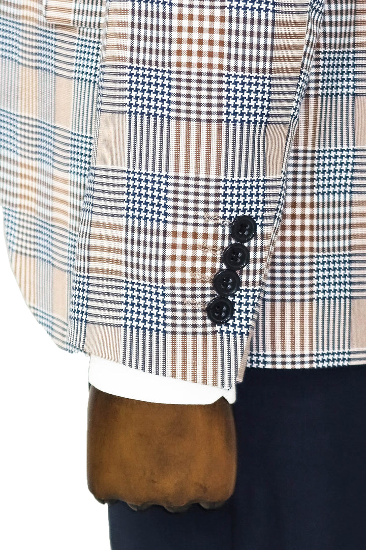 بدلة رجالية بنية اللون بقصّة Slim Fit منقوشة - Wessi