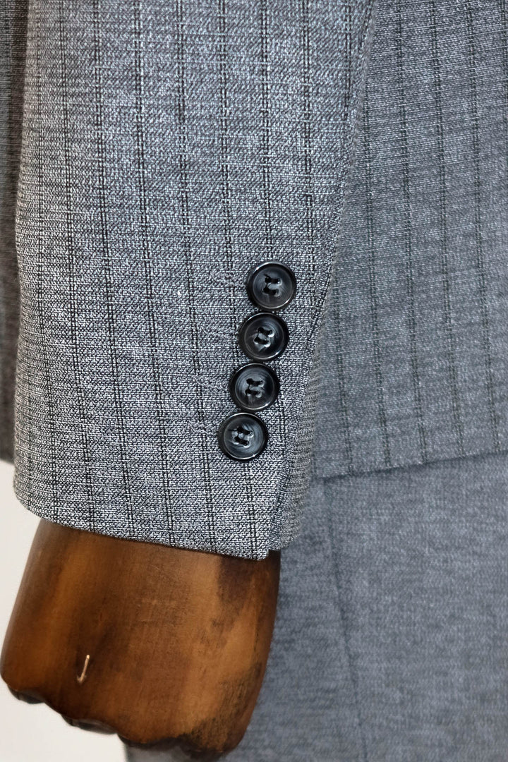 Traje de hombre gris chaleco rayas - Wessi