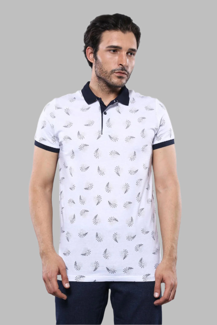 T-shirt imprimé polo blanc pour homme | Wess