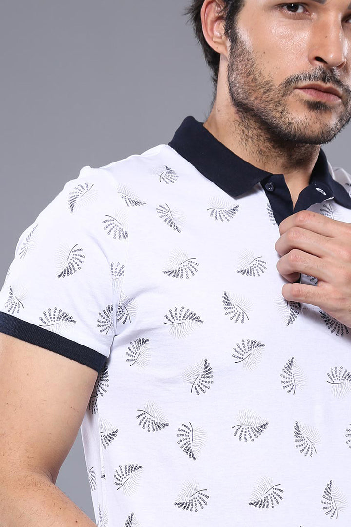 T-shirt imprimé polo blanc pour homme | Wess