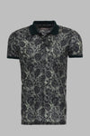 T-Shirt Homme Col Polo Floral Vert - Wessi