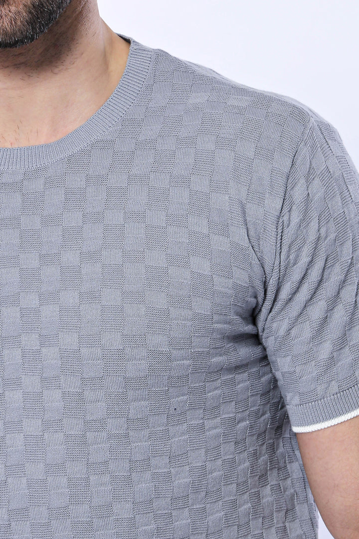 Camiseta Punto Tricot Estampada Gris - Wessi