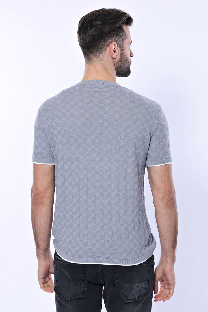 Camiseta Punto Tricot Estampada Gris - Wessi