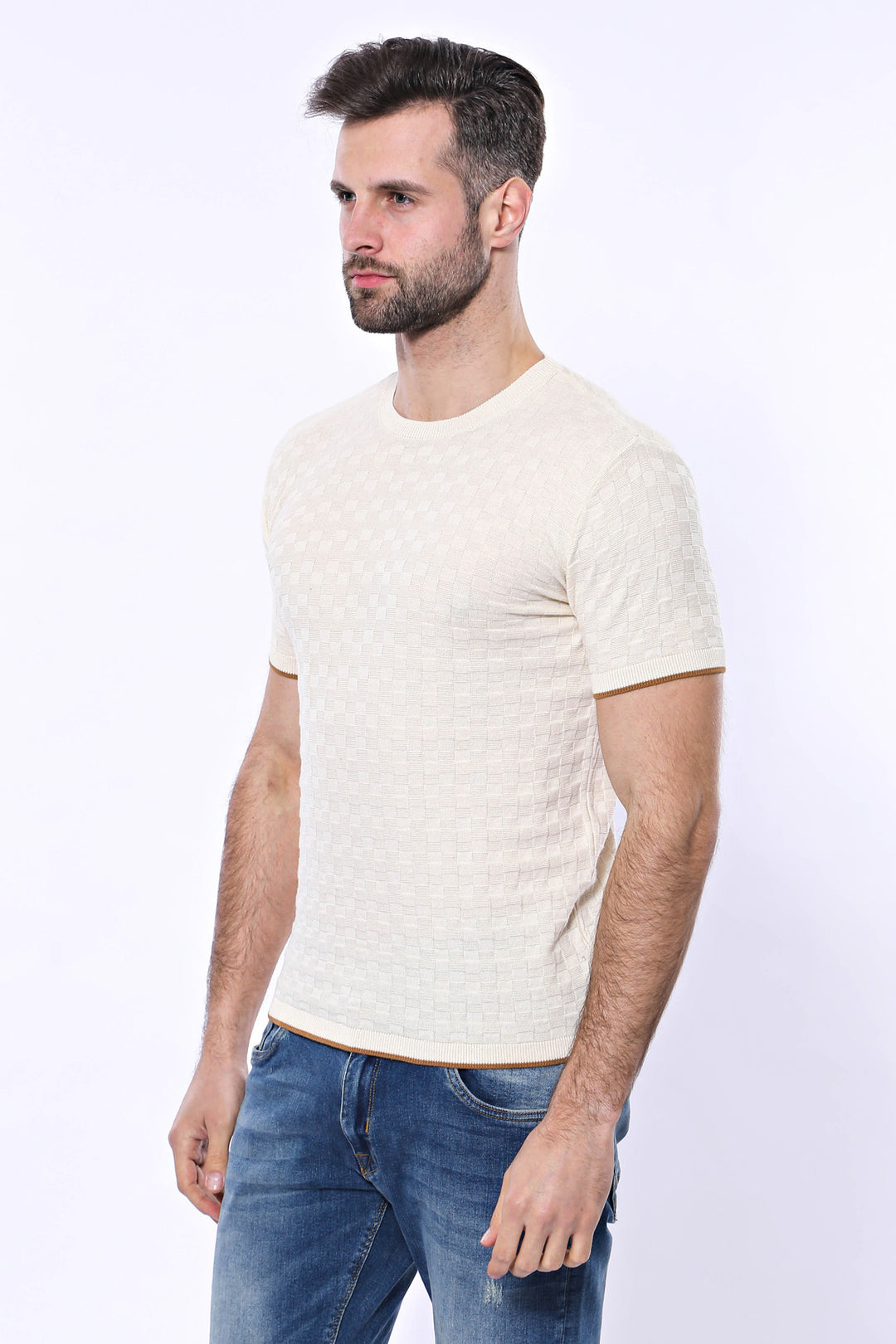 Camiseta De Punto Tricot Estampada Crema - Wessi