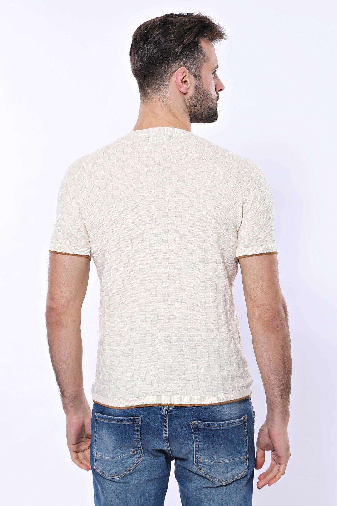 Camiseta De Punto Tricot Estampada Crema - Wessi