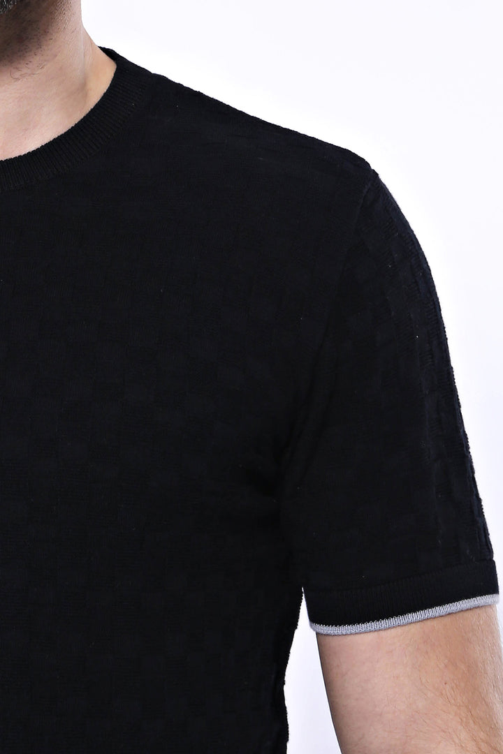 Camiseta Hombre Tricot Estampada Negra - Wessi