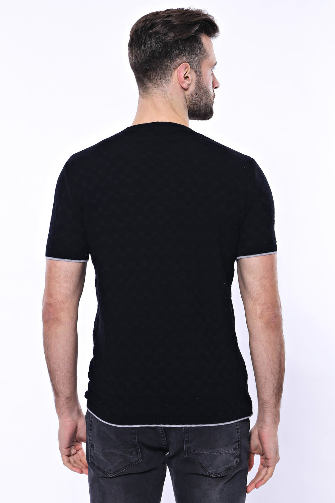 Camiseta Hombre Tricot Estampada Negra - Wessi