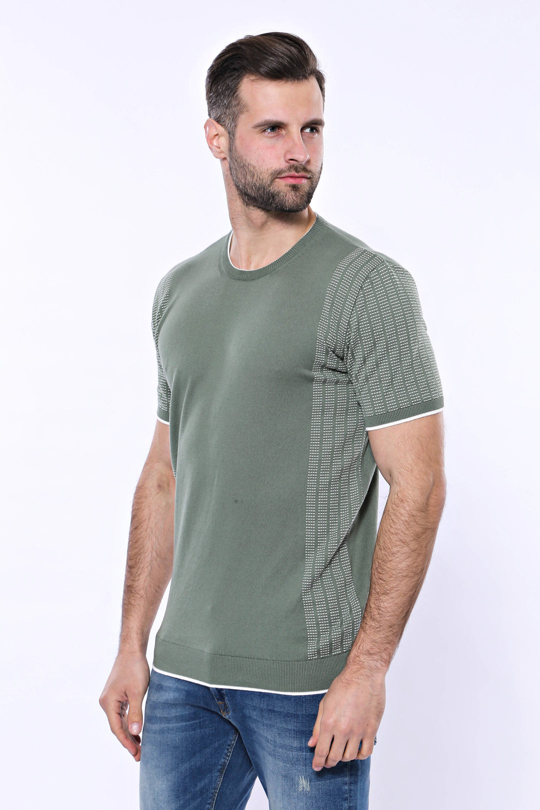 Camiseta De Punto Verde Estampada Con Cuello Circular - Wessi