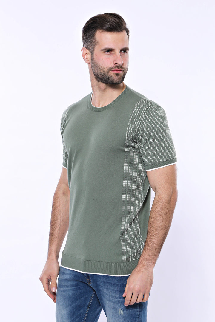 Camiseta De Punto Verde Estampada Con Cuello Circular - Wessi